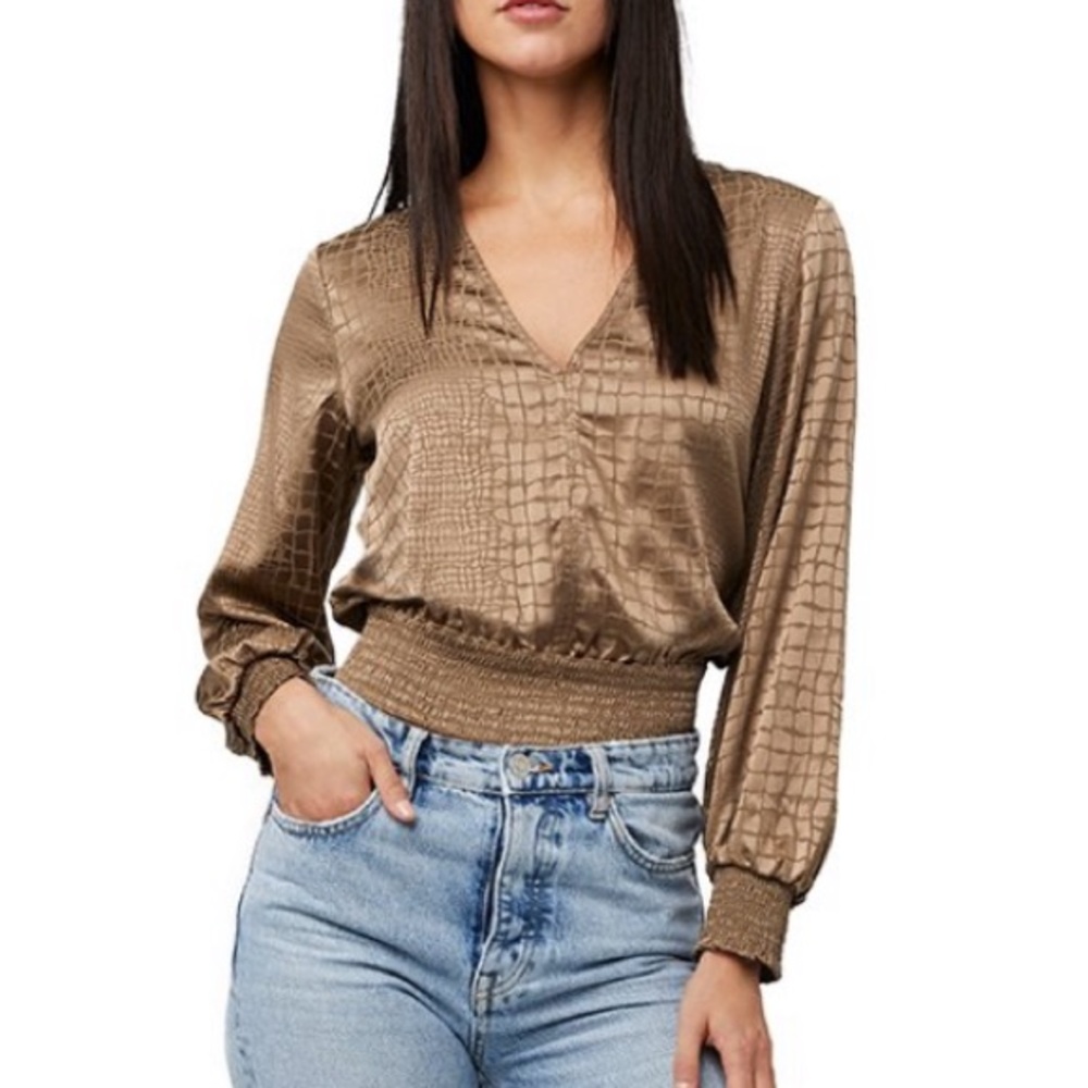 NWT 100% Silk Blouse with custom Jacquard pattern